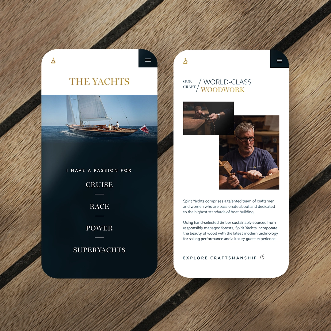 Mobile web | Spirit Yachts | Linassi+Co