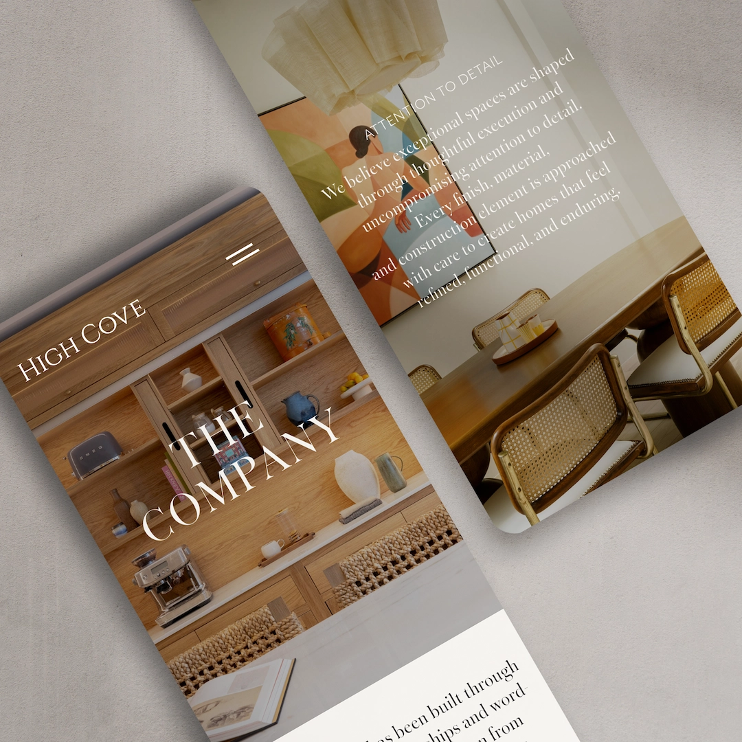 High Cove | Mobile Screen Website Detail | Linassi+Co