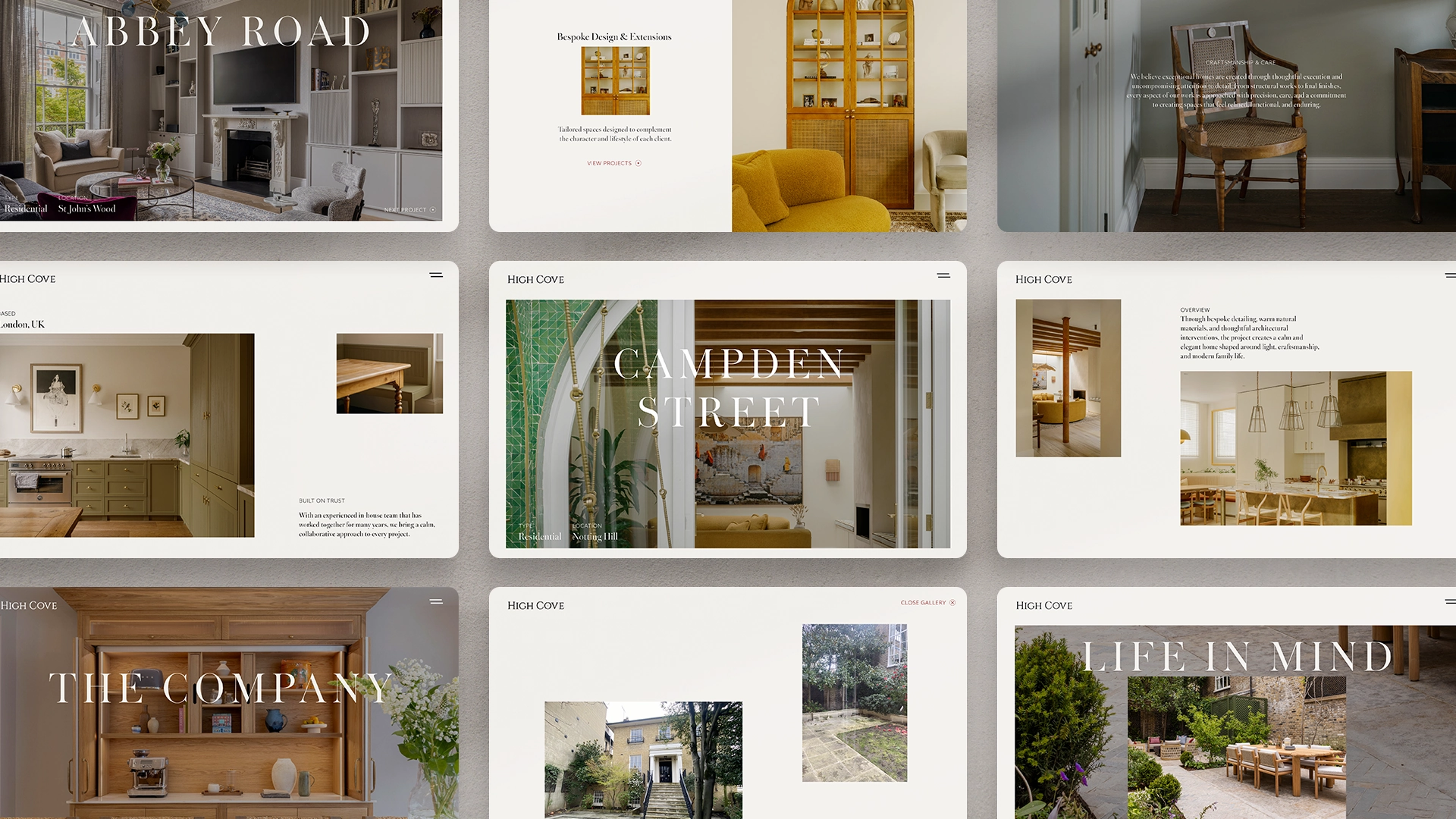 High Cove | Desktop Website Screens | Linassi+Co